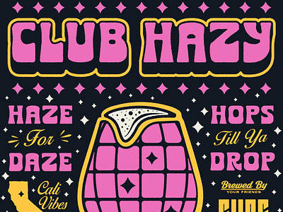 CLUB HAZY apparel badge beer branding craft beer illustration lettering packaging type typography