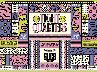 Tight Quarters badge branding craft beer french funko funky funky and fresh hops identity illustration packaging patterns pop quarters tight typography vector weird