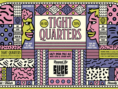 Tight Quarters badge branding craft beer french funko funky funky and fresh hops identity illustration packaging patterns pop quarters tight typography vector weird
