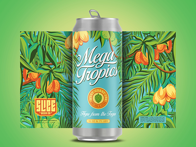 Mega Tropics branding craft beer floral hops illustration jimmy buffet plants swimsuit tropical typography vacation