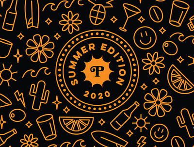 Summer 2020 badge badge branding cocktails coffee craft beer flowers foil gold icon iconography illustration logo packaging pattern type typography