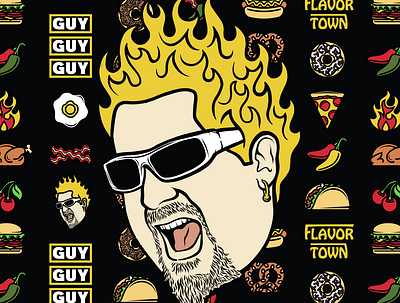 Guy Fieri Graphics apparel bacon badges eggs flavortown food guy guy fieri icons identity illustration typography