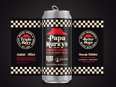 Papa Murky's badge branding craft beer crust hut identity illustration logo packaging papa parody pizza rip-off typography za