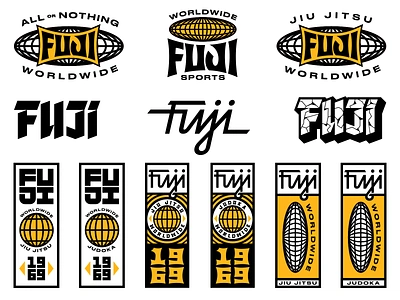 Fuji Graphics kit apparel badges branding fuji identity illustration jiu jitsu judoka sports tough type typography worldwide