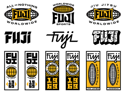 Fuji Graphics kit apparel badges branding fuji identity illustration jiu jitsu judoka sports tough type typography worldwide