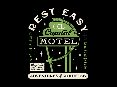 Oil Capital Motel apparel badge branding historic illustration mid-century motel neon oil retro route 66 signage travel type typography vintage