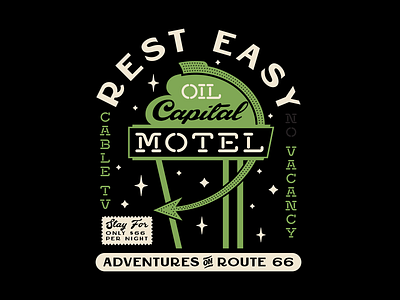 Oil Capital Motel apparel badge branding historic illustration mid century motel neon oil retro route 66 signage travel type typography vintage
