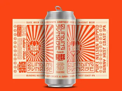 Blinding Sunrise Can Art badge branding brethren craft beer identity illustration ipa lettering logo packaging propaganda rising sun type typography west coast