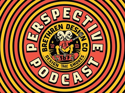 Perspective Podcast ep187 badge branding identity illustration logo packaging podcast podcast art skateboarding skulls typography