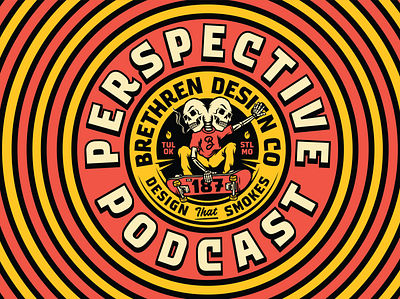 Perspective Podcast ep187 badge branding identity illustration logo packaging podcast podcast art skateboarding skulls typography