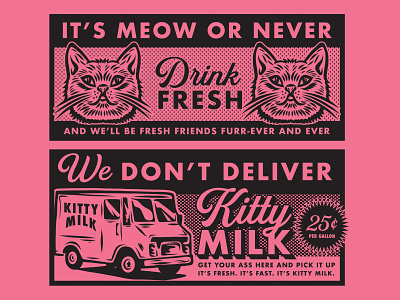 Kitty Milk label highlight 2 ads apparel badge branding brethren cats classifieds craft beer halftones identity illustration lettering meow packaging retro typography vintage