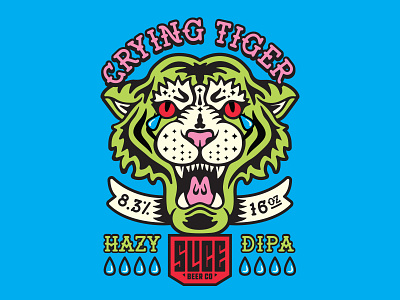 Crying Tiger Label Art badge beer branding brethren craft beer design flash art hazy illustration logo packaging tattoo tiger traditional typography
