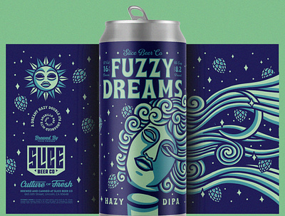 Fuzzy Dreams badge branding brethren craft beer dreams fuzzy identity illustration moon night packaging statue type typography