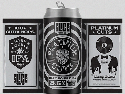 Platinum Cuts badge beer branding craft beer illustration music packaging platinum records typography vinyl