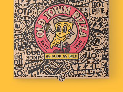 Old Town Pizza Box Mock up 1 branding california food food and beverage identity illustration logo packaging pizza restaraunt snacks typography