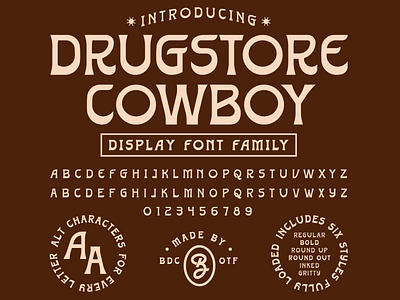 Drugstore Cowboy branding display font font identity logo type typography vector