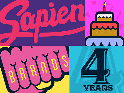 Sapien 4th Birthday anniversary birthday cool dope illustration rad typography