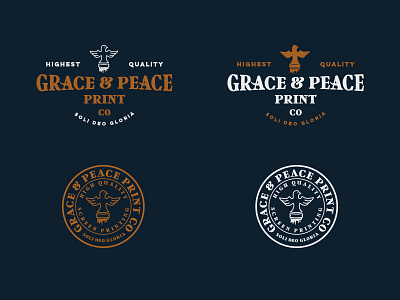 Grace & Peace Print Co Looks apparel branding dove identity logo mark printing screen printing typography