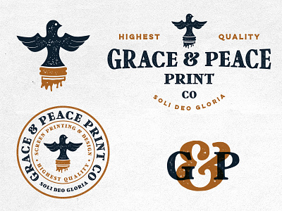 Grace &Peace Print Co Looks 2 apparel badge branding dove identity logo logoinspirations mark printing screen printing typography