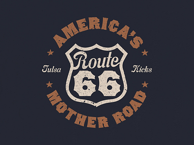 AMERICA’S MOTHER ROAD badge letterpress mark route 66 shirt typography vintage wood type