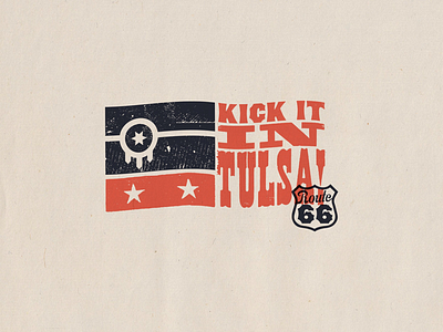 Kick it in Tulsa apparel badge logo mark retro tulsa typography wood type