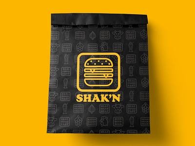 Burger Bag Mock branding burger fast food food identity line art mark mock up