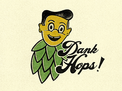 Dank Hops beer halftone hops illustration procreate texture typography vintage