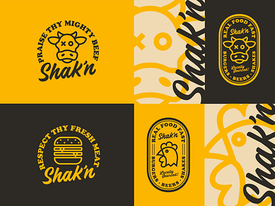 Shak’n identity panel burgers identity illustration monoline typography