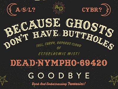 Because ghosts don’t have buttholes apparel design comedy dark ouija board paranormal texture typography