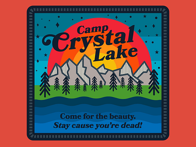 Camp Crystal Lake badge camp crystal lake horror illustration outdoors thick lines vector