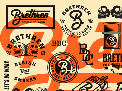 BRETHREN BRAND SHEET badge branding brethren flash sheet icons illustration logos typography