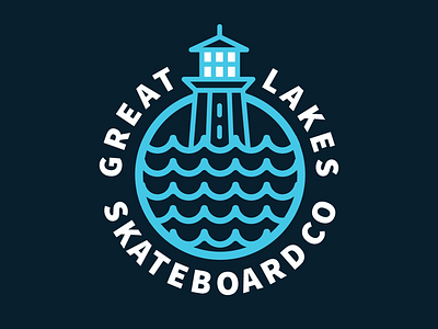 Great Lakes Skate Co badge branding identity lighthouse lock up logo mark skate skateboarding