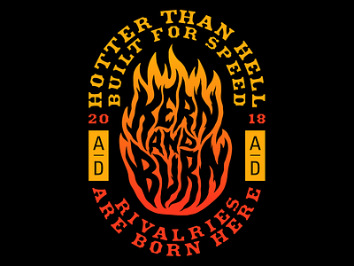 Kern and Burn 2018 shirt apparel badge burn competition design flame illustration kern lettering logo typography