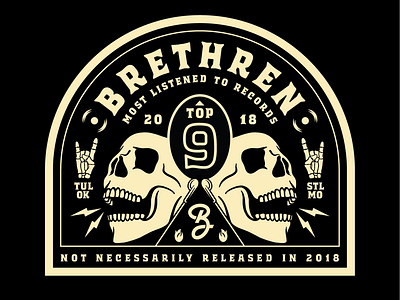 Brethren most listened 2018 badge branding brethren illustration indie logo music punk records rock skull top typography