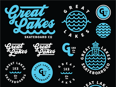 Great Lakes Skateboard co Flash Sheet badge branding brethren flash sheet great lakes icons illustration logo skate skateboarding typography