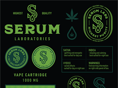 Serum Labs flash sheet badge branding green illustration labs logo logo design marijuana s serum typography weed