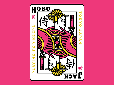 Hobo Jack Warrior Card apparel apparel design badge branding illustration japan logo merch playing card tokyo typography warrior