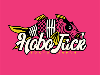 Hobo Jack Koi Fish apparel badge branding design hobo illustration jack japan koi lock up logo merch tokyo typography