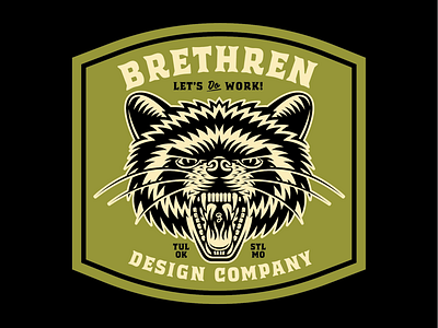 Brethren Badge badge branding design dribbblers identity illustration logo mark raccoon st. louis trash panda tulsa typography