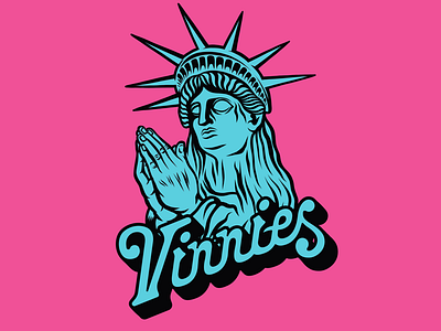 One more Vinnies peek america apparel badge branding brooklyn illustration lady liberty merch design nyc statue of liberty typography