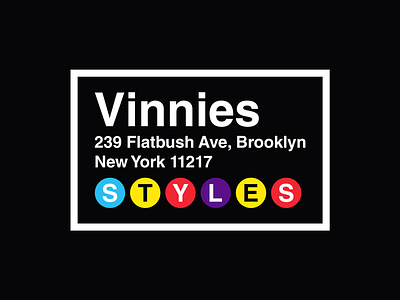 Vinnies Subway Badge apparel badge lock up new york nyc parody signage simple subway typography