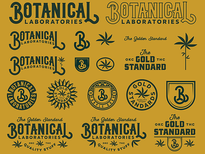 Botanical Labs badge botanical branding classic gold green icon marijuana pot seal typography weed