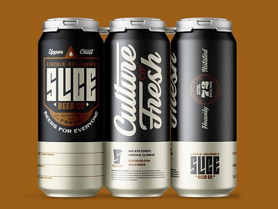 Crowler design for Slice Beer Co badge beer branding california craft beer crowlers culture of fresh fresh logo packaging typography