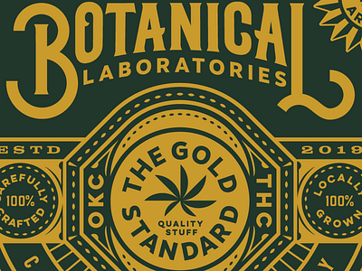 Botancial Labs Badge badge botanical branding detail gold green high icon illustration marijuana ornate packaging pot quality typography weed