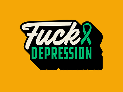 Fuck Depression badge design drop shadow fuck depression mental health sticker type typography