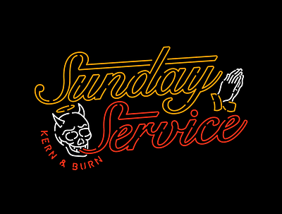 Sunday Service branding burn identity illustration kern lettering mark neon type typography