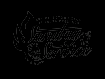 Kern & Burn Sunday Service branding burn church fire gif illustration kern logo neon service sunday typography