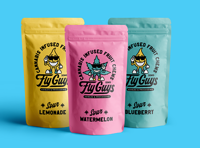 Fly Guys branding characters edibles fly fruit guys illustration logo marijuana packaging typography weed wip