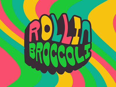 Roll it up badge beer branding broccoli craft beer design funky logo mark psychedelic type typography weed