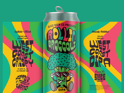 Rollin' Broccoli badge beer branding broccoli craft beer identity illustration lettering lil yachty packaging trippy type typography weed